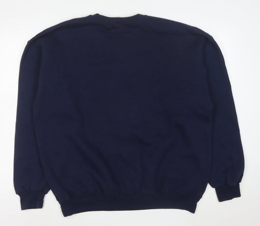 Soffe Men’s Navy Blue XL Crew Neck Pullover Sweatshirt Navy Dad Graphic