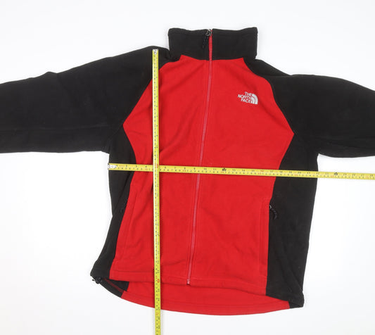The North Face Men's Red and Black Full Zip Fleece Jacket Size L