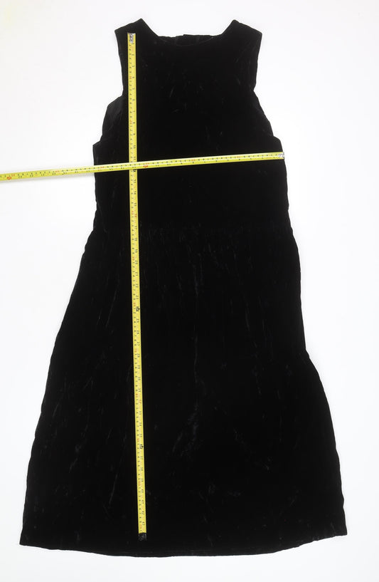 Lands' End Women's Black Velvet A-Line Sleeveless Dress Size 12