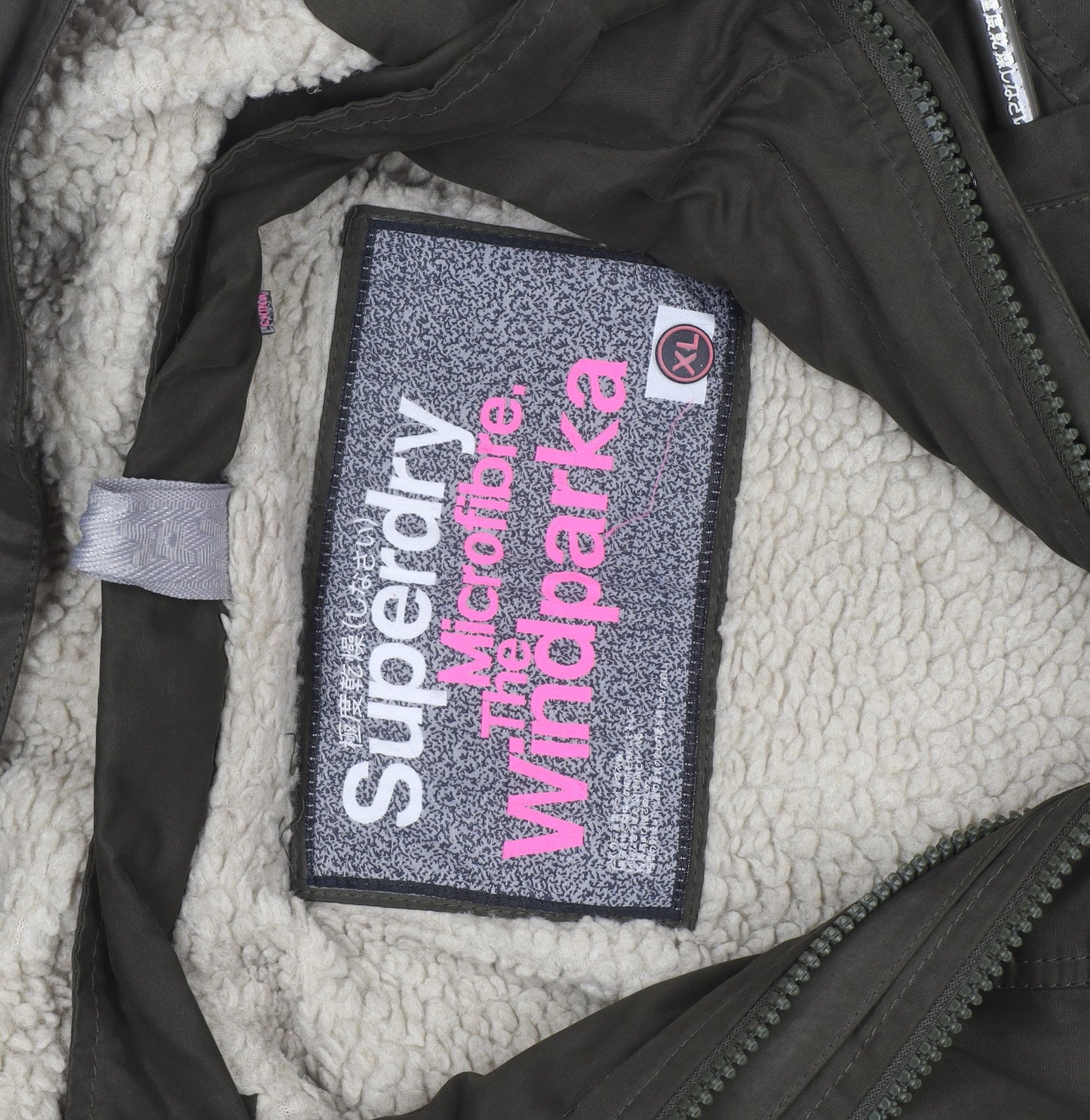 Additional view of Superdry girls’ green xl hooded lined microfibre parka coat