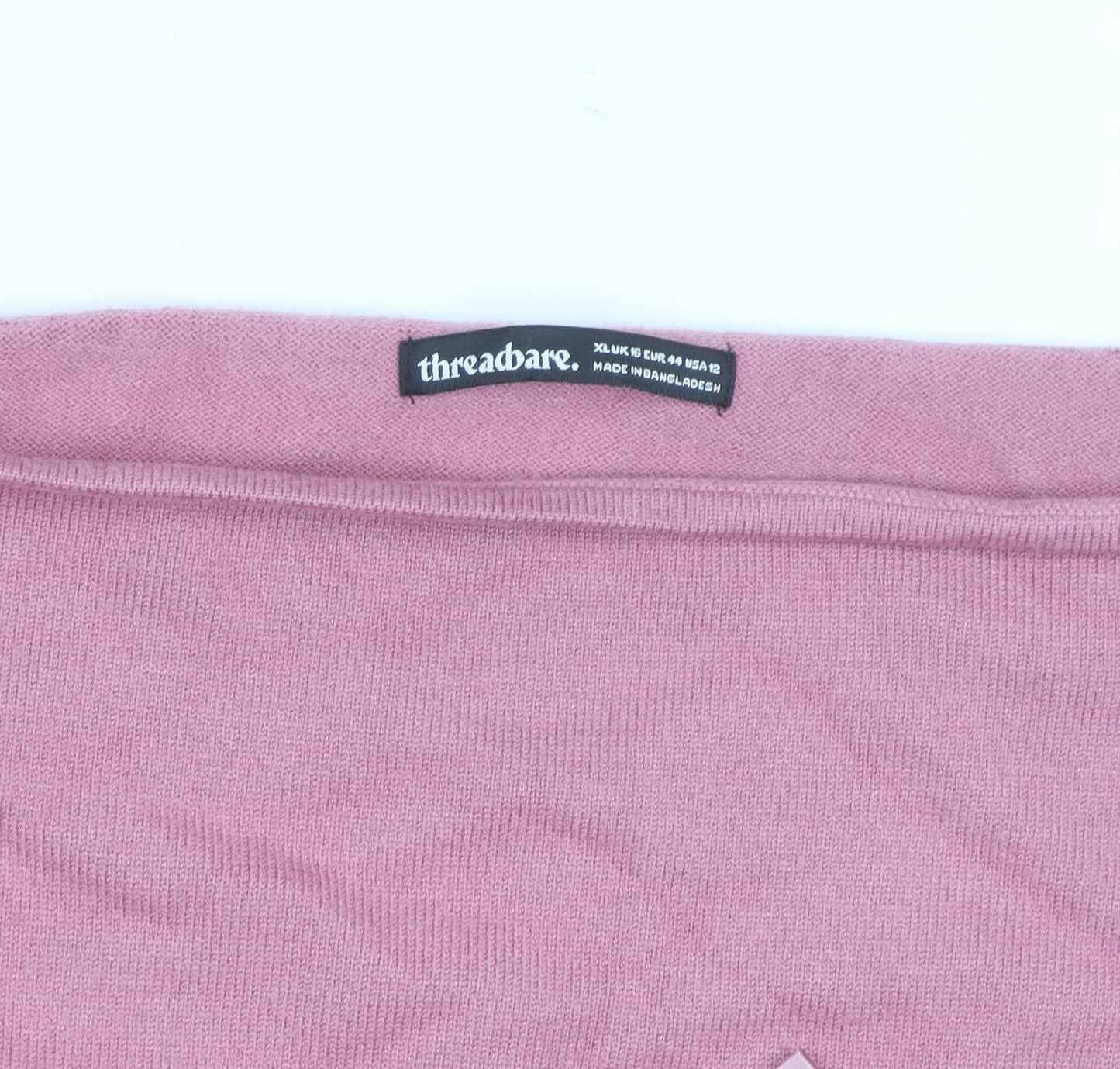 Threadbare Women's Pink Bow Knit Jumper Size 16 Boat Neck