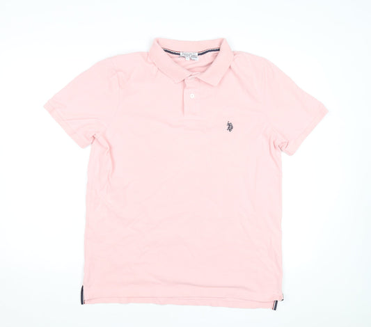 U.S. Polo Assn. Men’s Pink Regular Fit Cotton Polo Shirt L