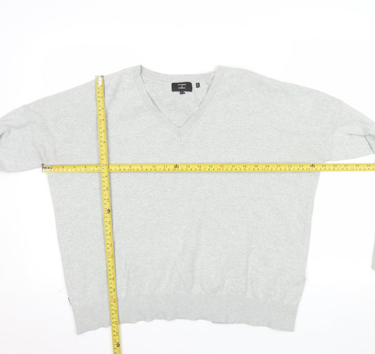 Superdry Womens Grey V-Neck Relaxed Cotton Jumper Size 14