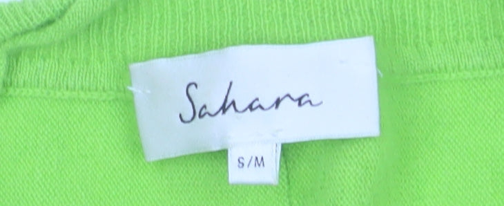 Sahara Women’s Green Wool Cashmere V-Neck Relaxed Fit Jumper S/M