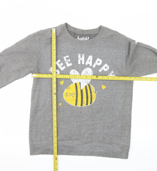 Batch1 Women's Grey Bee Happy Pullover Sweatshirt Size M