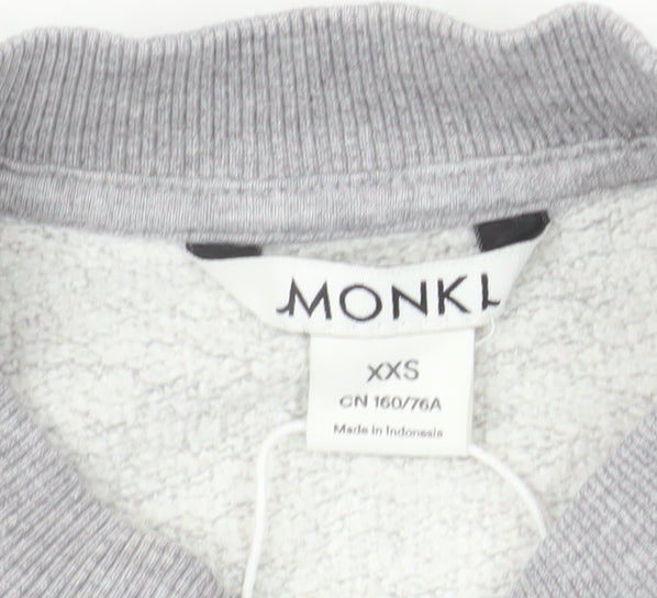 Monki Women Grey TOKYO Cat Print Pullover Sweatshirt XXS