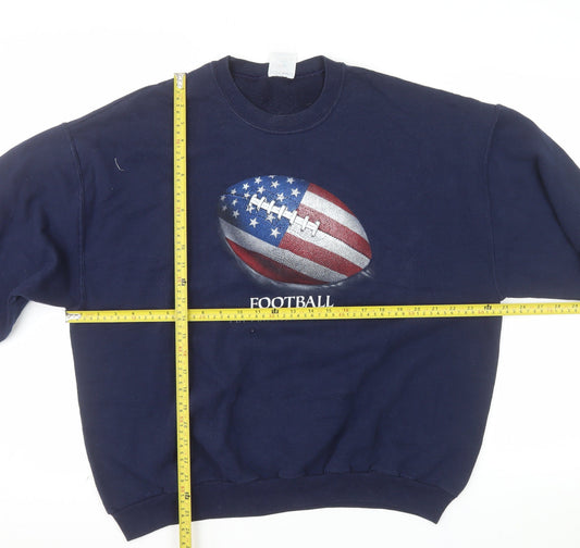 Jerzees Men's Blue XL Pullover Football USA Graphic Sweatshirt