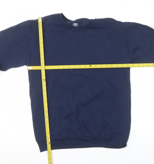 Athletic Works Men's Blue Crew Neck Long Sleeve Pullover Sweatshirt S