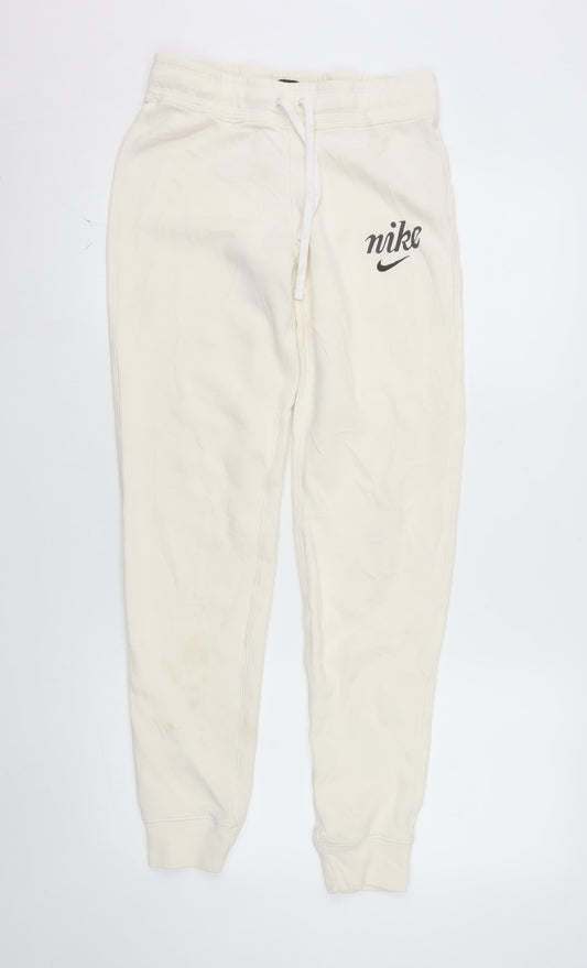 Nike Women's Ivory Jogger Trousers XS Cotton Fleece Activewear