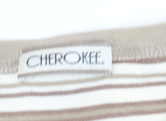 Cherokee Women’s Beige Striped Cotton T-Shirt Size 12