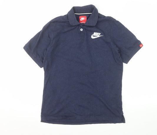 Nike Boys Blue XL Polo Shirt Short Sleeve Cotton Logo Sports Top