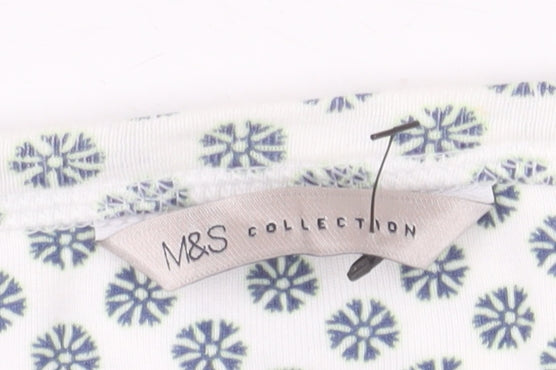 Marks and Spencer Women's White Floral Cotton T-Shirt Size 20