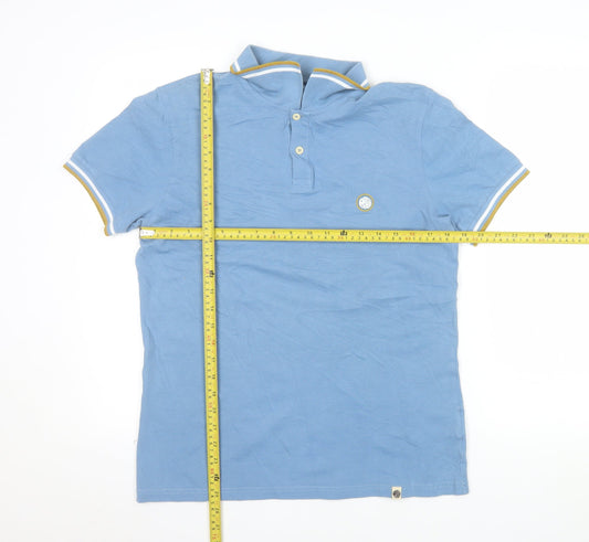 Pretty Green Men's Blue Cotton Polo Shirt M Short Sleeve Casual