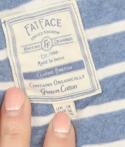 FatFace Women's Blue Striped Long Sleeve Cotton Breton T-Shirt Size 18