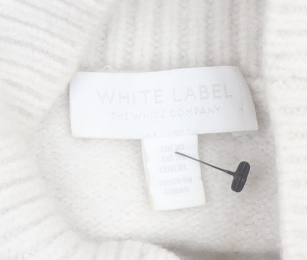 The White Company Women White Striped Roll Neck Jumper XL