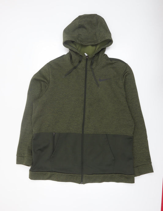 Nike Men's Green XL Therma-Fit Full Zip Sports Hoodie