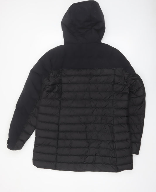 Lands' End Women's Black Petite M Hooded Puffer Jacket