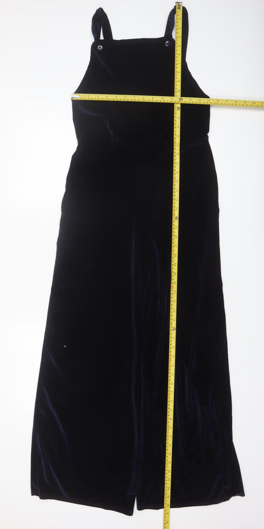 Rokoko Women's Navy Velvet Wide-Leg Jumpsuit Size M