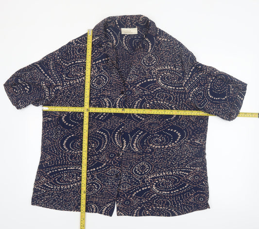 Ann Harvey Women's Blue Geometric Viscose Tunic Blouse Size 22