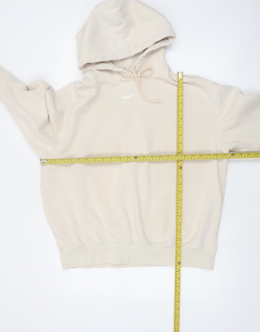 Nike Men’s Beige Pullover Hoodie M Regular Fit Fleece Hooded Sweatshirt