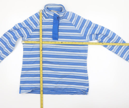 Mountain Warehouse Womens Blue Striped Henley Sweatshirt UK 12 Cotton
