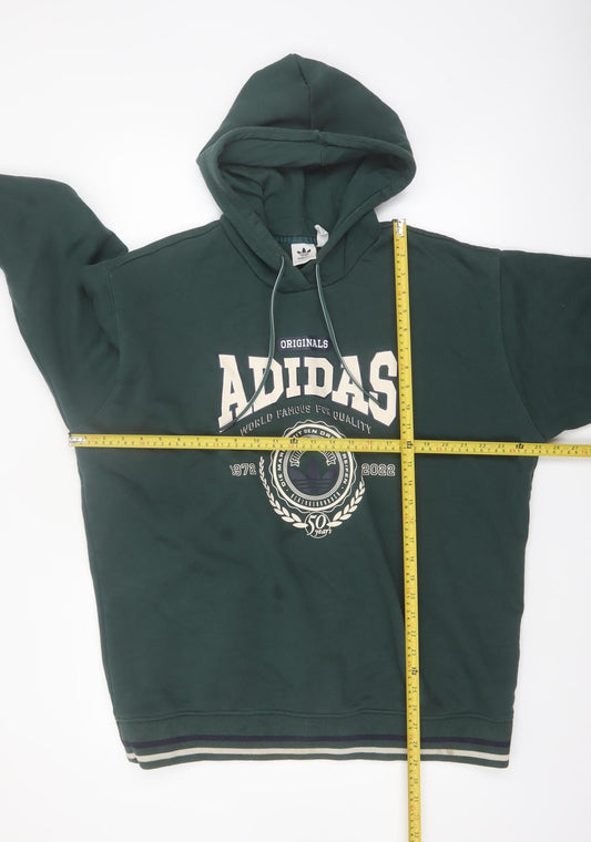 Adidas Women's Green Pullover Hoodie Size 20-22 Graphic Logo Vintage Style