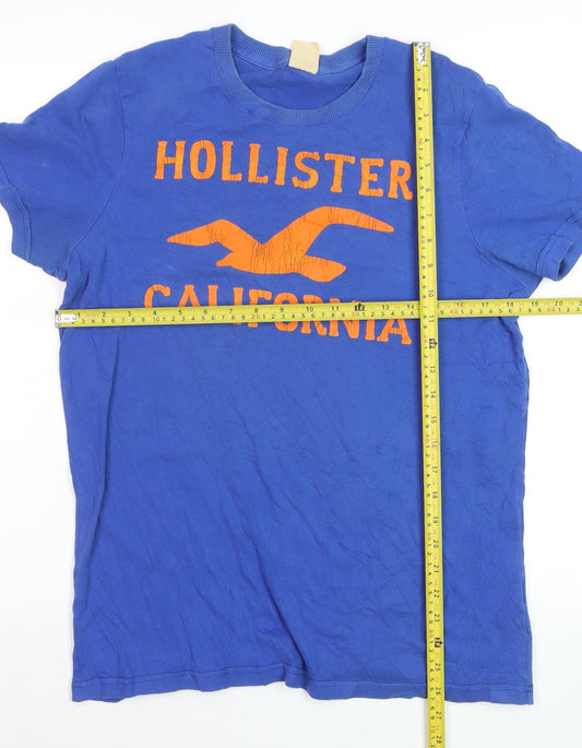 Hollister Men Blue California Graphic Cotton T-Shirt Medium