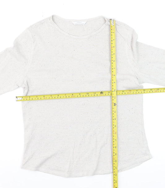 Marks & Spencer Women’s Ivory Long Sleeve Crew Neck Cotton Jersey Top Size 12