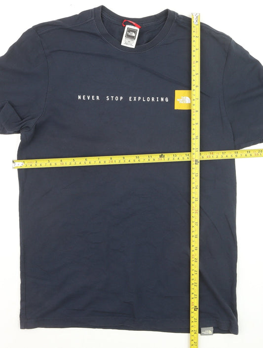 The North Face Men's Blue Small Graphic Cotton T-Shirt