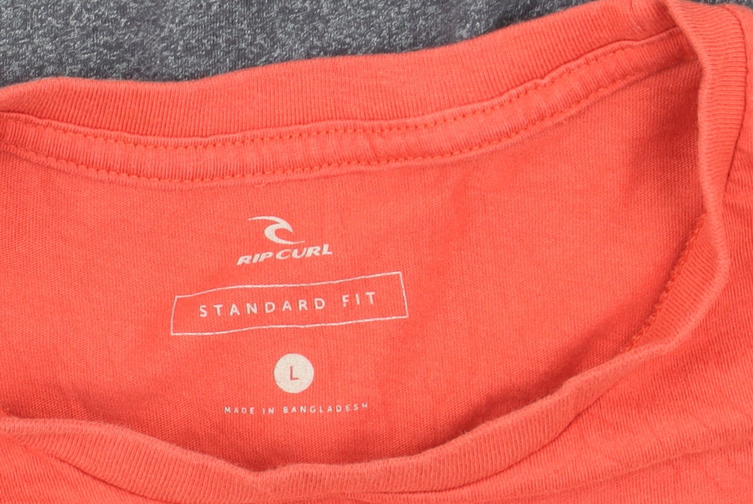 Rip Curl Men's Colourblock Crew Neck T-Shirt Coral Grey Size L
