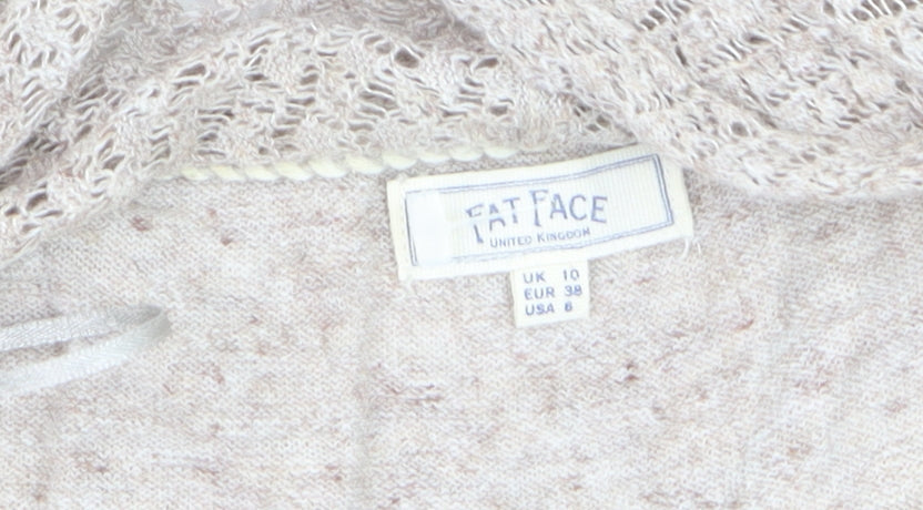 Fat Face Women’s Beige Open Knit Long Sleeve Cardigan Size 10