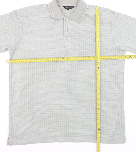 John Curtis Men’s Grey Check Polo Shirt Size M Classic Fit
