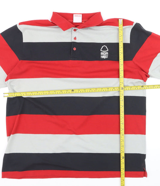 Forest Men's Red Black Grey Striped 3XL Polo Shirt