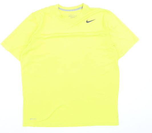 Nike Men's Yellow Dri-FIT Short Sleeve Sports T-Shirt L