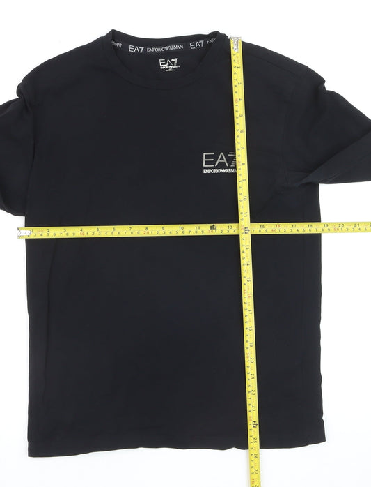 Emporio Armani EA7 Men's Black Long Sleeve Slim Fit Cotton Top Size S