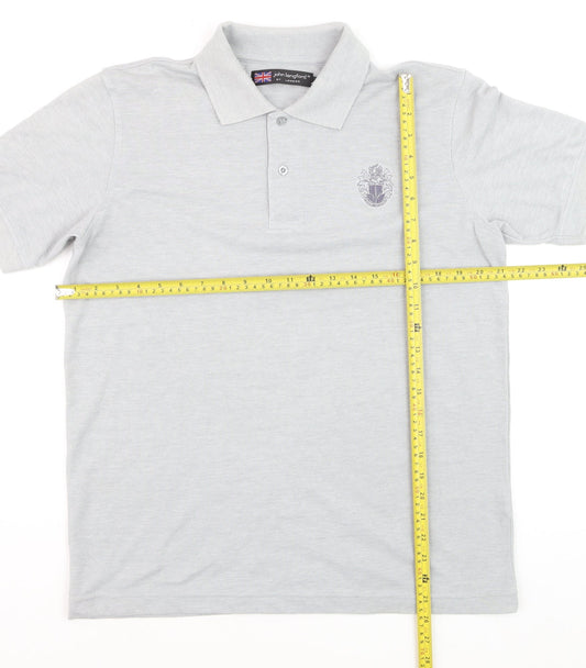John Langford Men’s Grey Cotton Short Sleeve Polo Shirt L