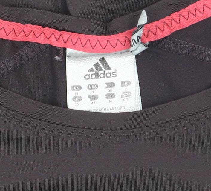 Adidas Womens Black Short Sleeve Slim Fit Sports T-Shirt Size 10