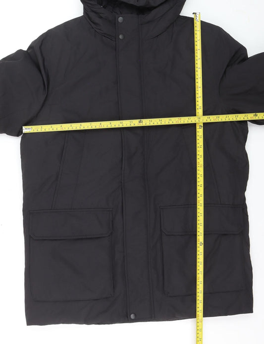 Marks and Spencer Men's Black M Regular Hooded Parka Coat