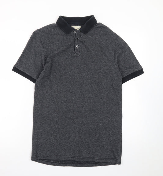 Next Men's Grey Cotton Short Sleeve Polo Shirt Size S
