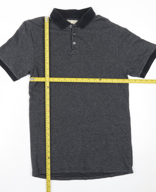 Next Men's Grey Cotton Short Sleeve Polo Shirt Size S