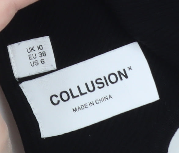 Collusion Women's Black One Shoulder Ribbed Tank Top Size 10