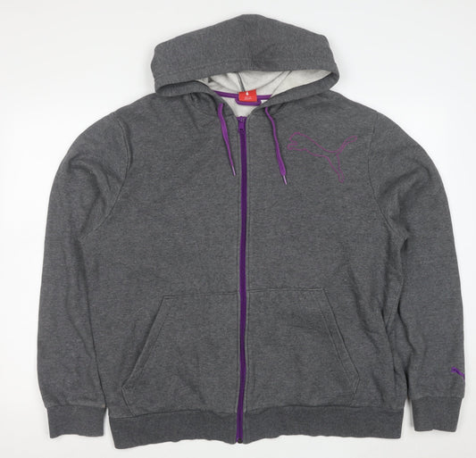 Puma Women Grey Full Zip Hoodie XL Cotton Blend Casual Sportswear