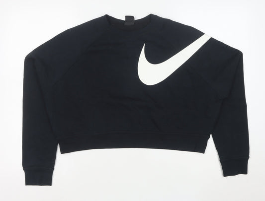 Nike Women Black Dri-FIT Crew Neck Pullover Sweatshirt Medium