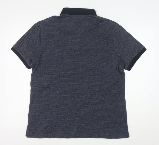 Marks and Spencer Autograph Men's Blue Geometric Polo Shirt XL