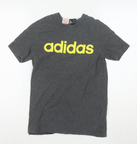 adidas Boys Grey 13-14 Years Short Sleeve Logo T-Shirt