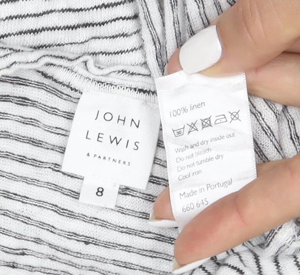 John Lewis Women’s White Striped Linen Tank Top Size 8 Camisole
