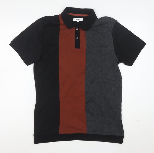 Next Men's Multicoloured Cotton Colourblock Short Sleeve Polo M