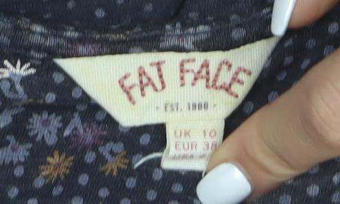 Fat Face Womens Blue Floral Short Sleeve A-Line Dress Size 10