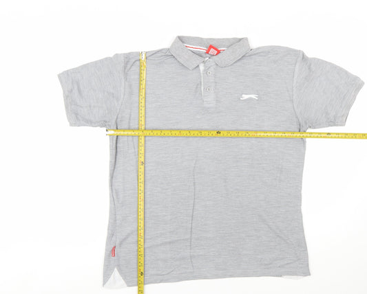 Slazenger Men's Grey Regular Fit Short Sleeve Polo Shirt Size L