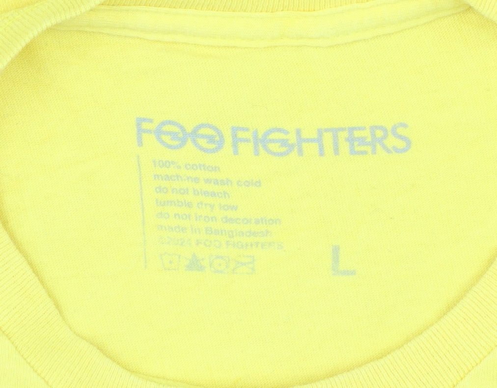 Foo Fighters Men's Yellow Graphic Band T-Shirt Size L